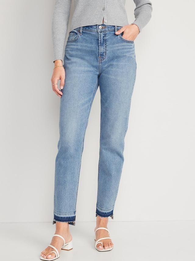 Mid-Rise Boyfriend Straight Cut-Off Jeans Product Image