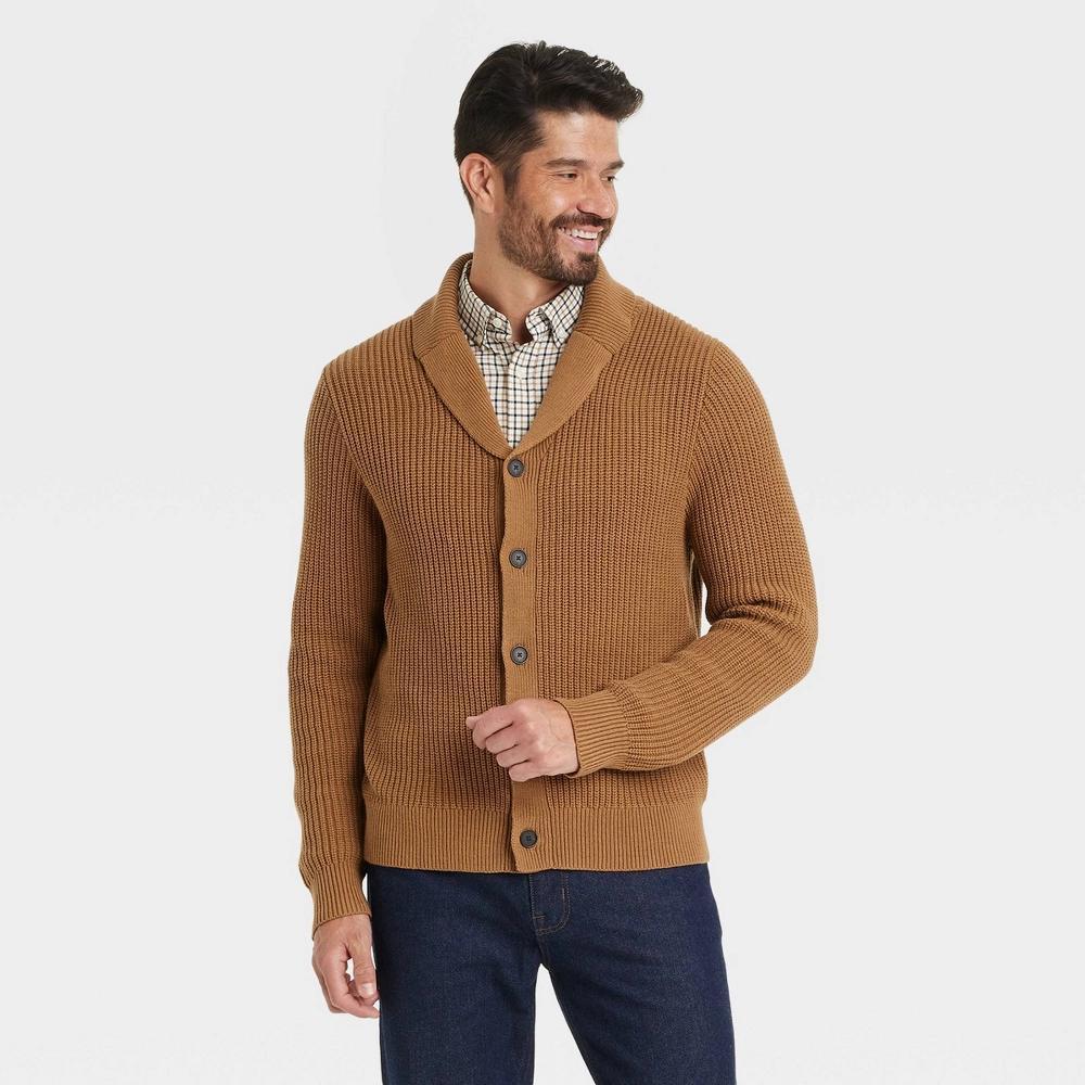 Men's Shawl Collared Cardigan - Goodfellow & Co™ Brown M Product Image