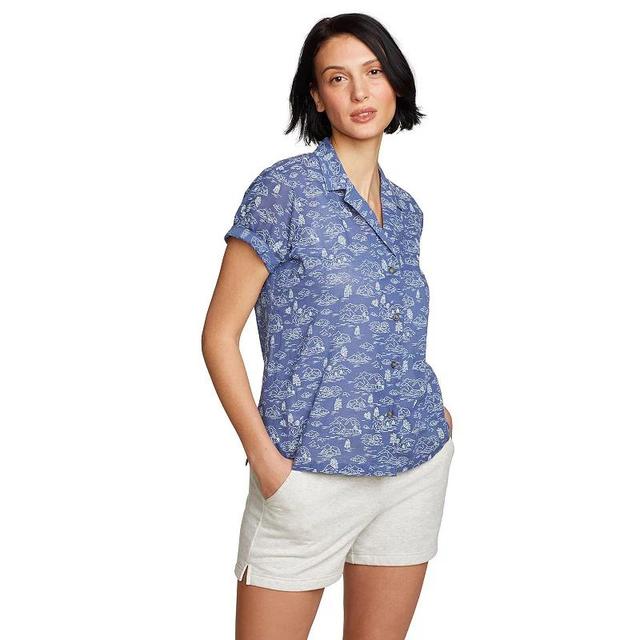 Womens Eddie Bauer Packable Camp Shirt Grey Blue Product Image