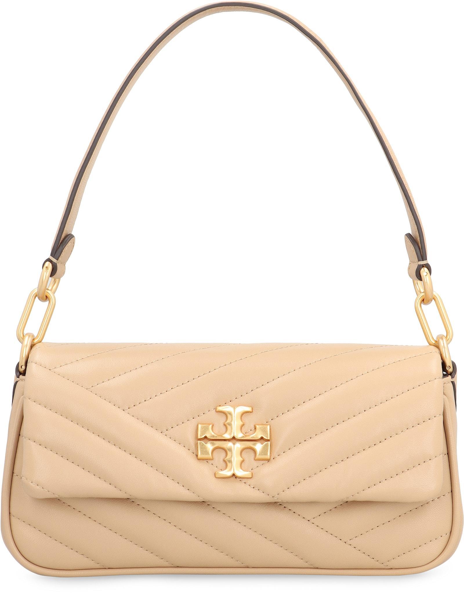 TORY BURCH Small Kira Chevron Leather Shoulder Bag In Beige Product Image