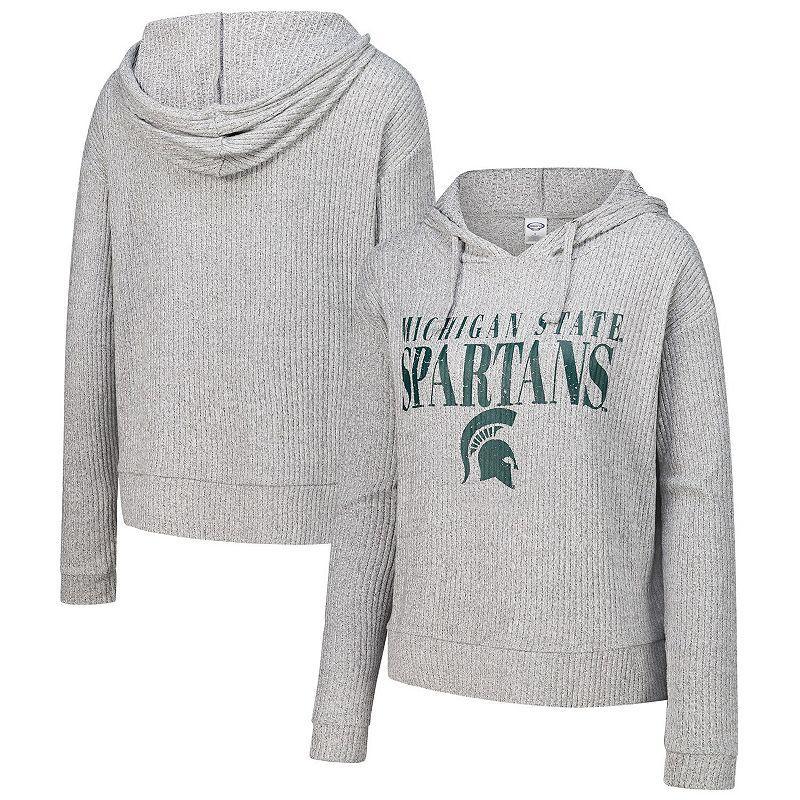 Womens Concepts Sport Heather Gray Michigan State Spartans Juniper Soft Modest Cropped Long Sleeve Hoodie T-Shirt Product Image