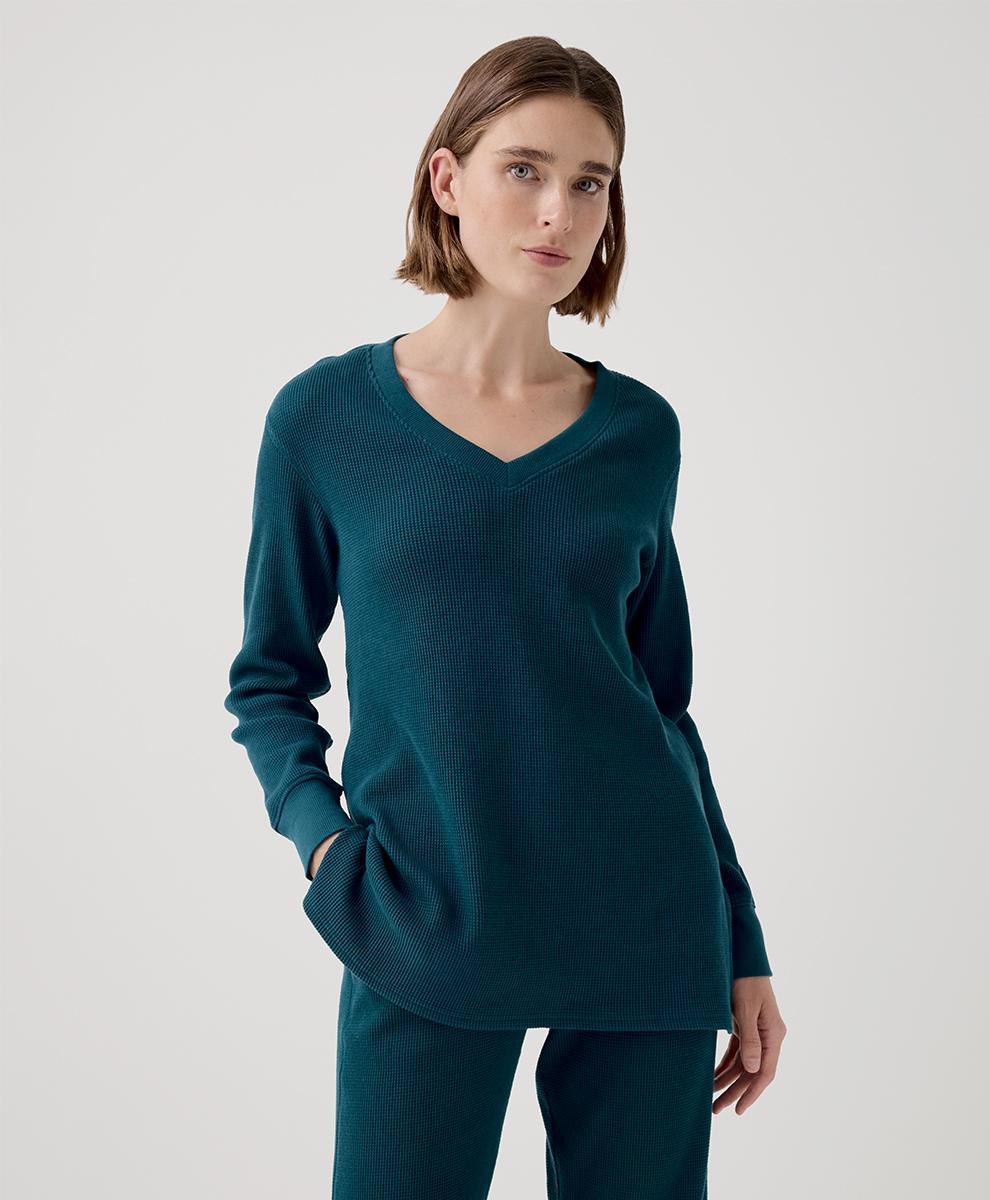 Womens Thermal Waffle V-Neck Tunic S Product Image