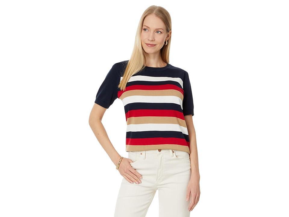 Women's Striped Short-Sleeve Sweater Product Image