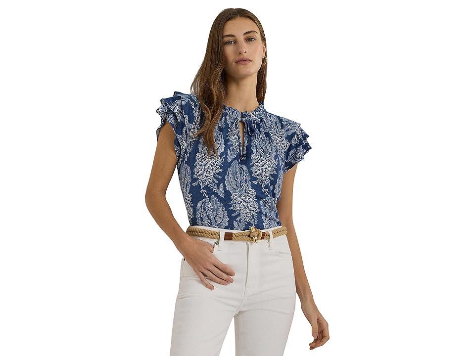 Women's Tie-Neck Flutter-Sleeve Top Product Image