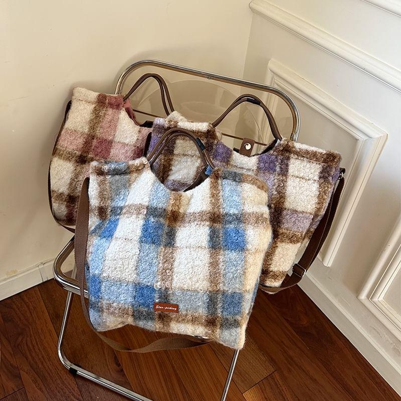 Plaid Fluffy Crossbody Bag Product Image