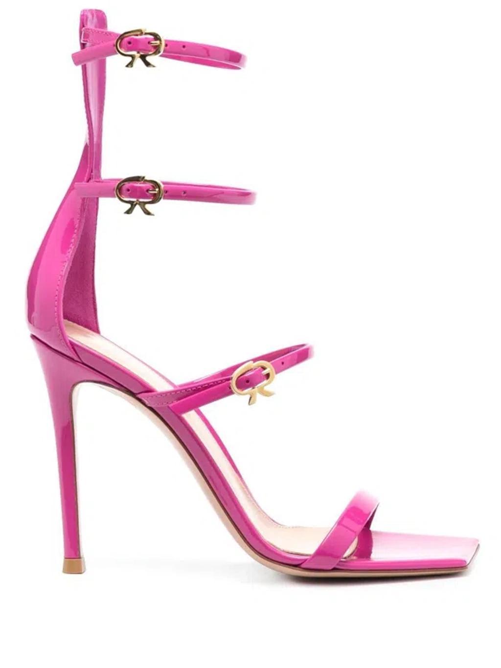 GIANVITO ROSSI Buckle-detail Leather Sandals In Fucsia Product Image