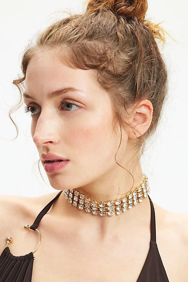 Triple Rhinestone Choker Necklace Womens at Urban Outfitters Product Image