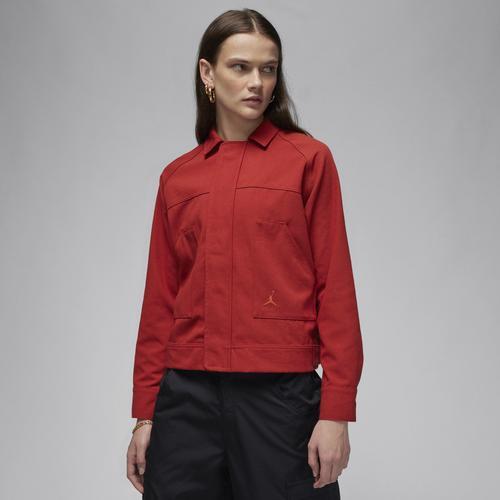 Jordan Womens Jordan NVTY Jacket - Womens Dune Red Product Image