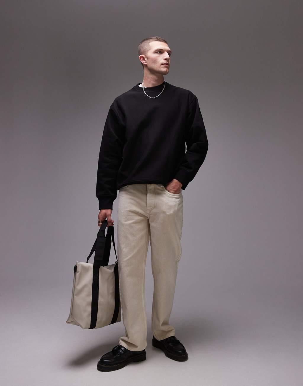 ARKET relaxed heavyweight sweatshirt with side panels in black Product Image