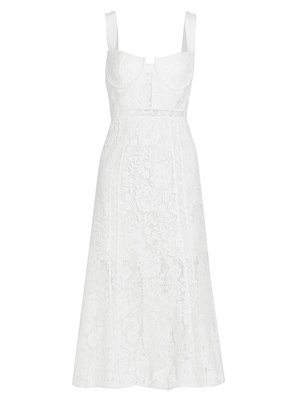 Womens Cord Lace Flared Midi-Dress Product Image