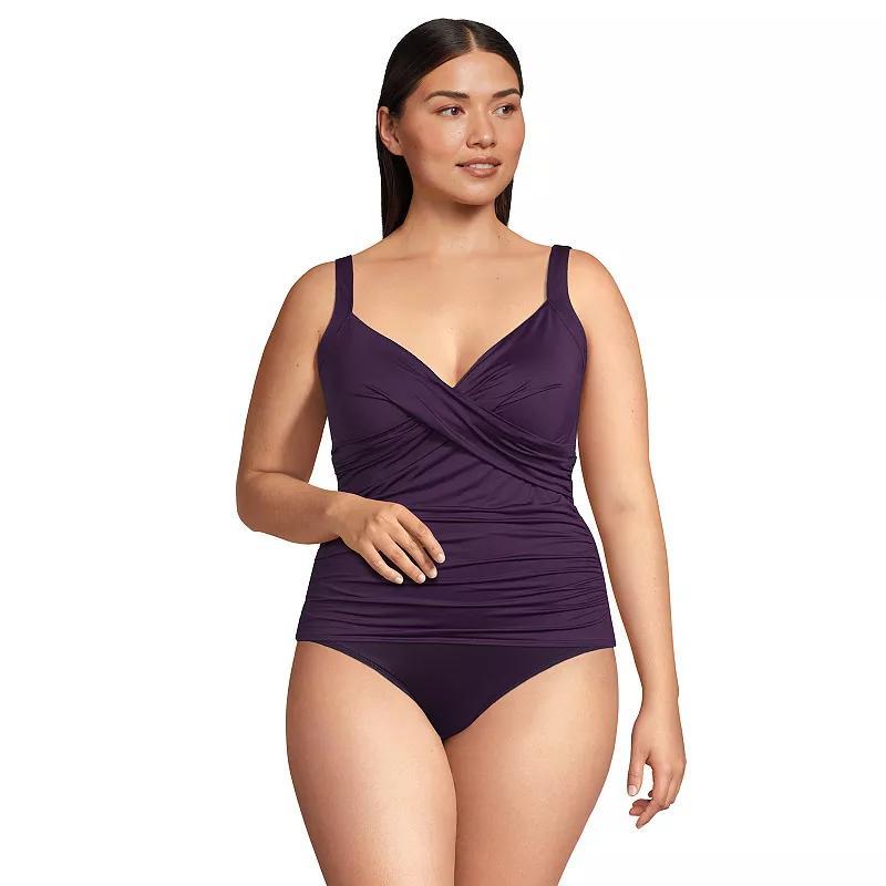 Plus Size Lands End Bust Enhancer UPF 50 V-Neck Tankini Swimsuit Top, Womens Product Image