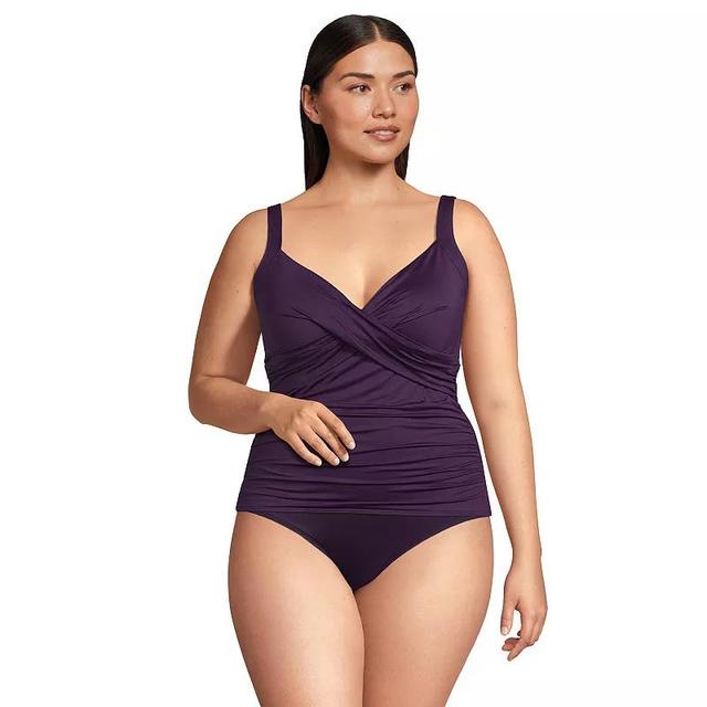 Plus Size Lands End Bust Enhancer UPF 50 V-Neck Tankini Top, Womens Product Image