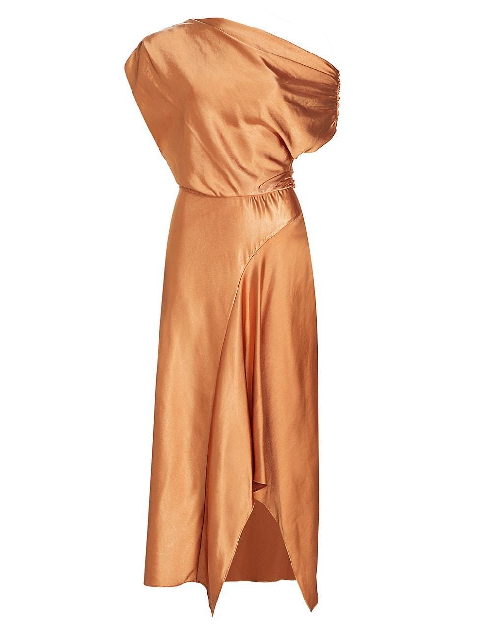 Womens Jasmine Draped Satin Midi-Dress Product Image