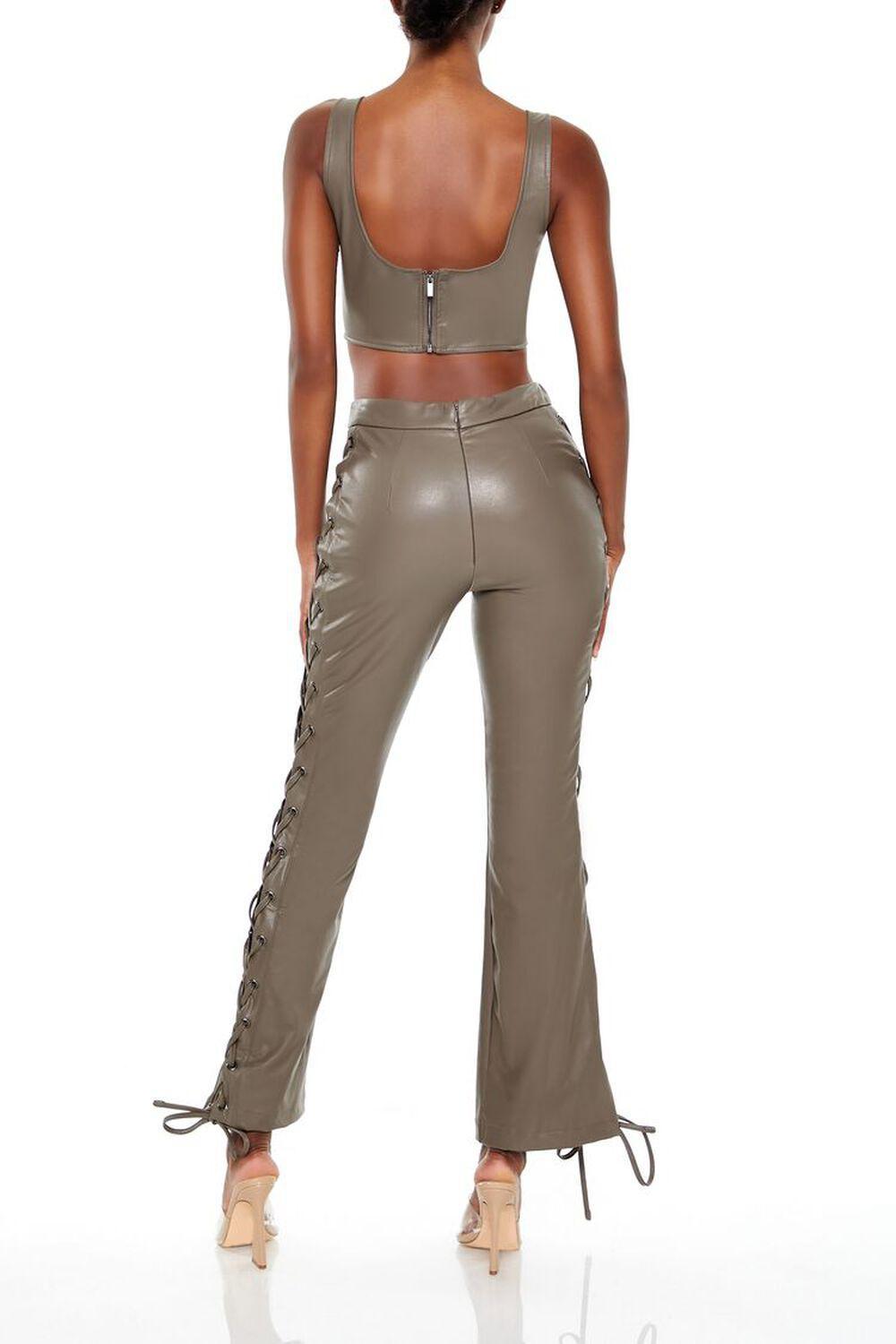 Lace-Up Faux Leather Bootcut Pants | Forever 21 Product Image