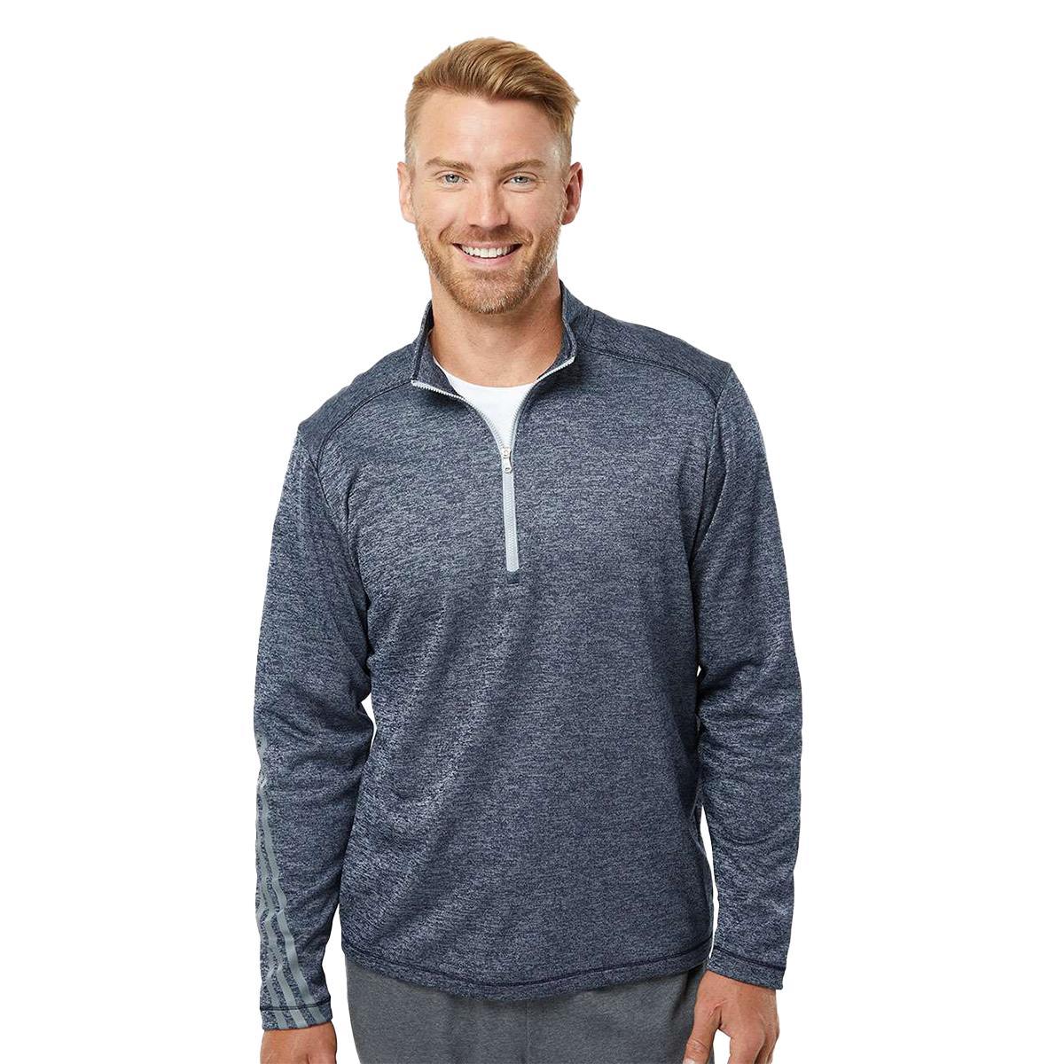 adidas Men's Brushed Terry Heathered Quarter-Zip Pullover Product Image