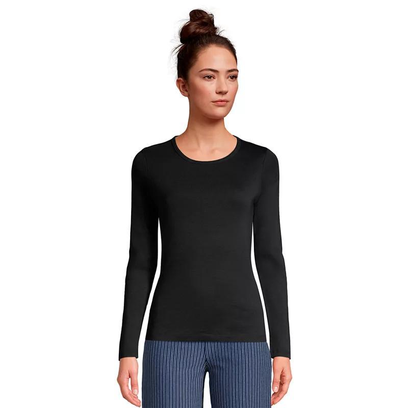 Womens Lands End Cotton Crewneck Long-Sleeve Tee Product Image