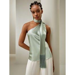 One-shoulder Top With Tassel Scarf Product Image