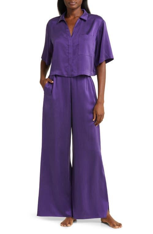 Womens Washable Silk High-Rise Pants 2-Piece Pajama Set Product Image