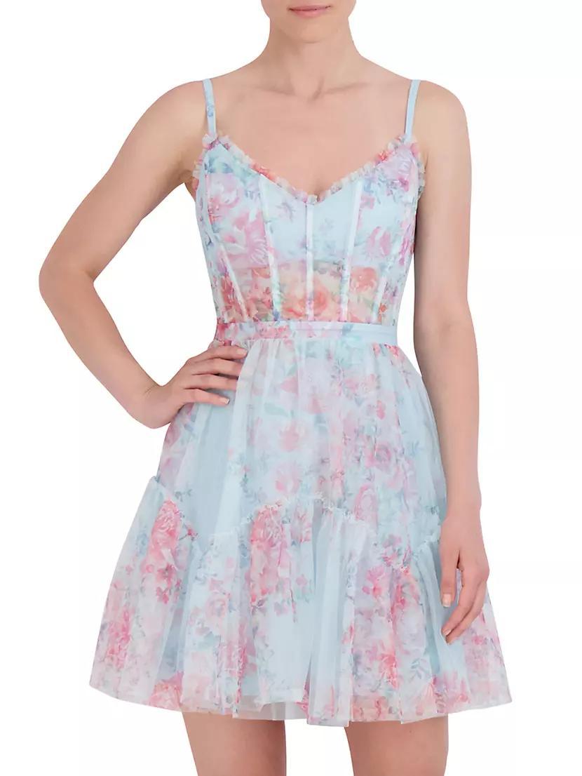 Sleeveless Floral Tulle Minidress Product Image