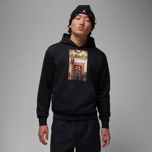 Jordan Mens Jordan Jumpman Chimney Fleece Pullover - Mens Black/Gym Red Product Image