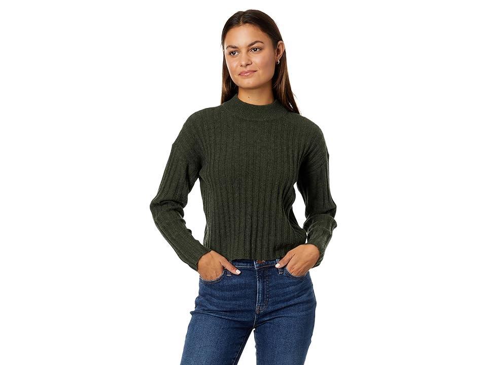 Madewell Mockneck Crop Sweater (Heather Dark Forest) Women's Sweater Product Image