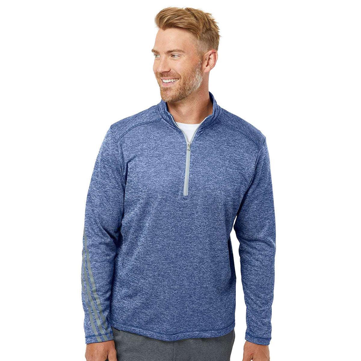 adidas Men's Brushed Terry Heathered Quarter-Zip Pullover Product Image