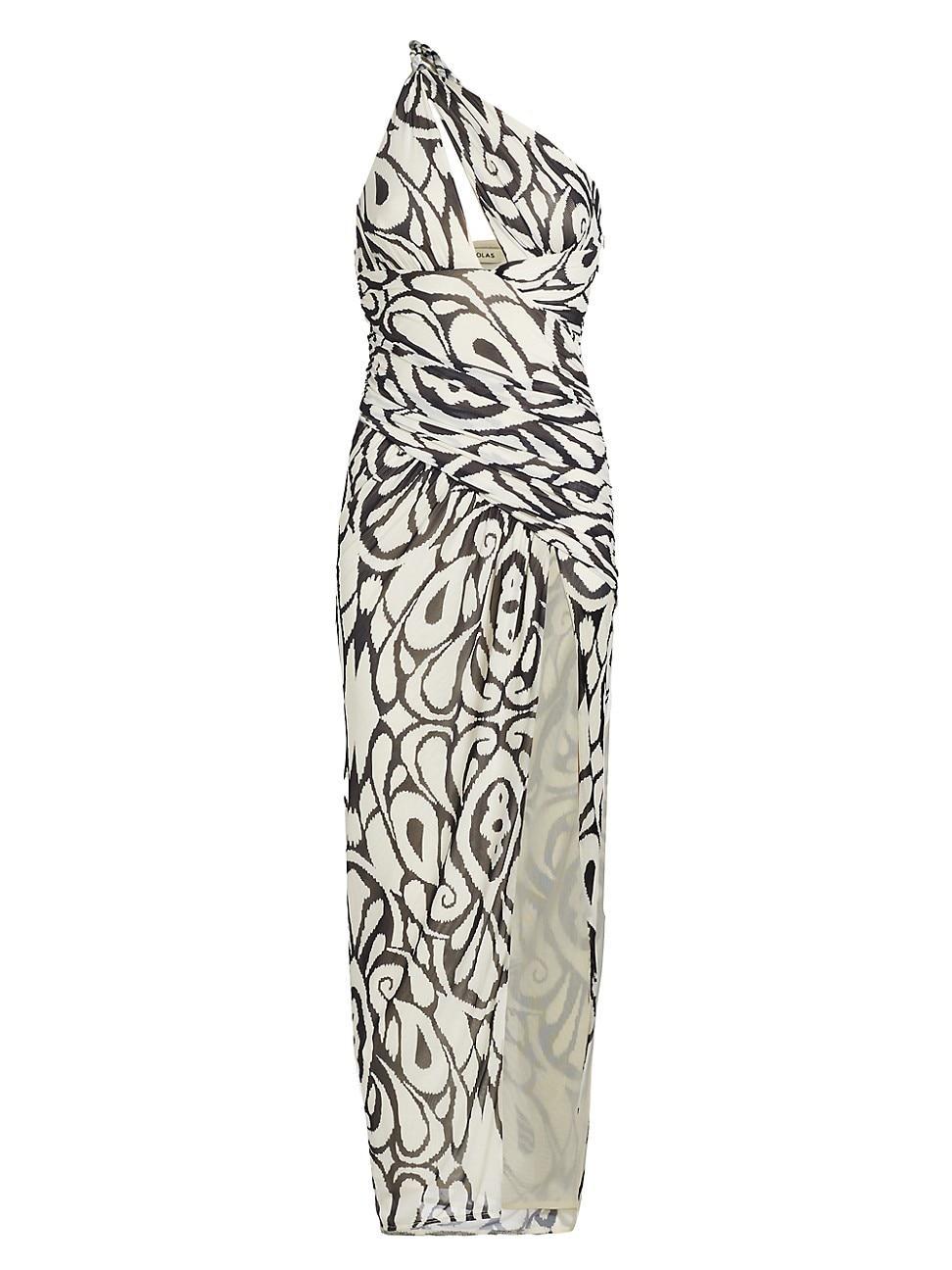 Womens Drue Abstract Draped Asymmetric Midi-Dress Product Image