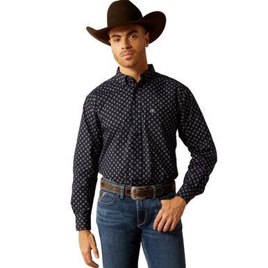 Ariat® Men's L/S Dark Blue Print Taylor Classic Fit Button Shirt Product Image