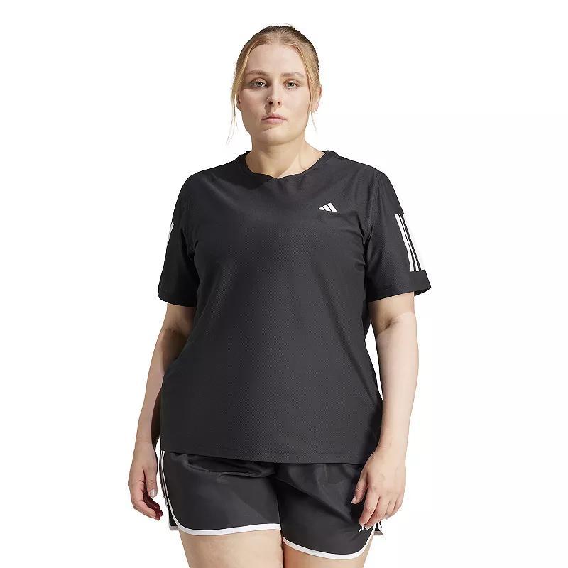 adidas Own The Run Tee (Plus Size) Black 4X Womens Product Image