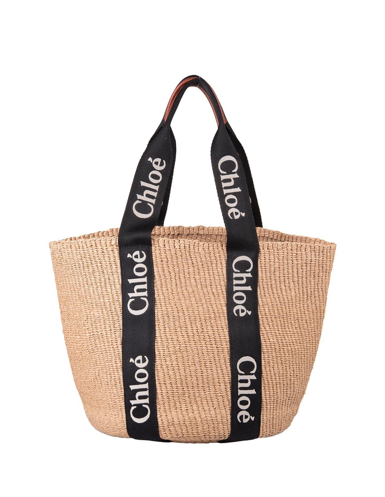 Woody Large Straw Basket Bag In Brown Product Image