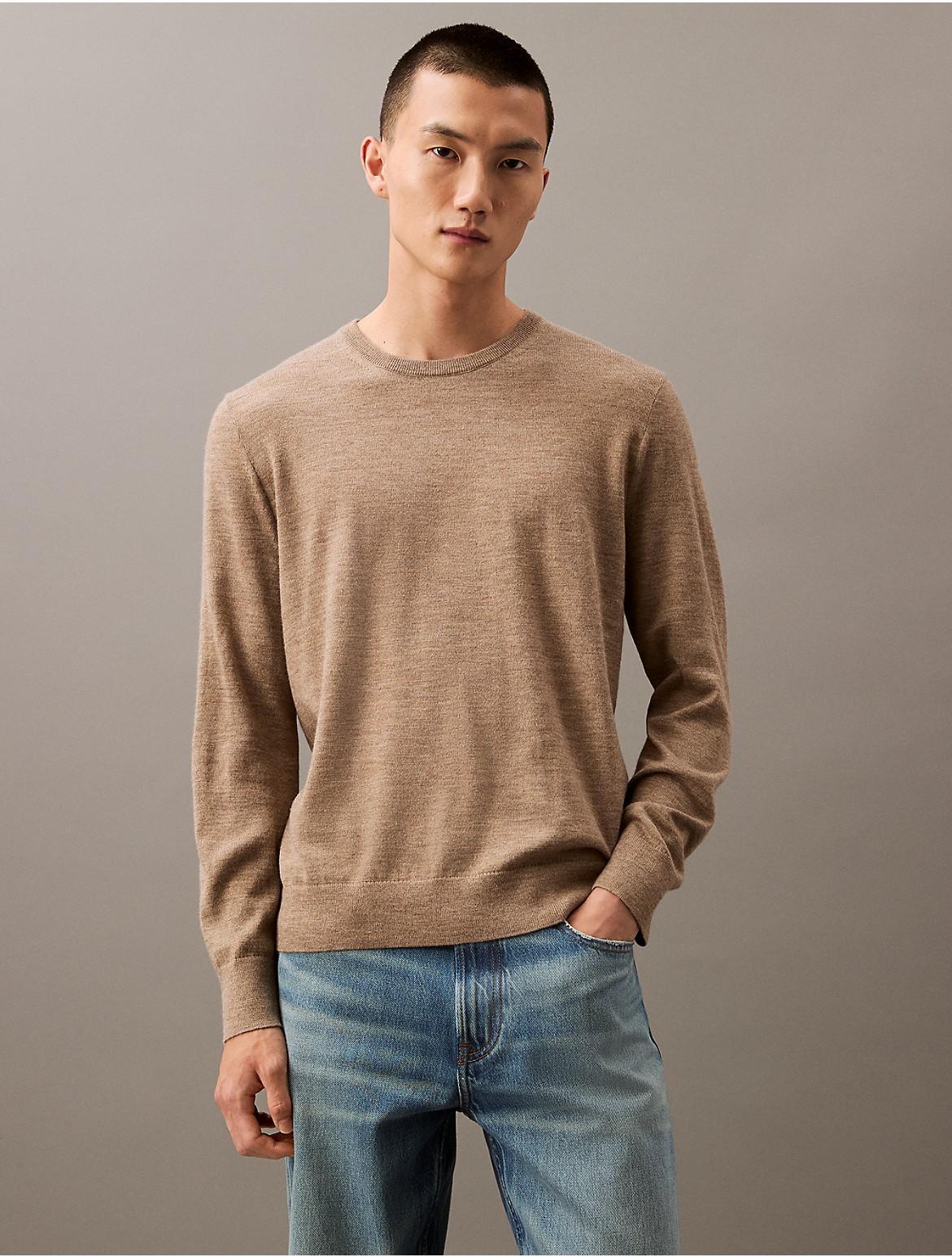 Calvin Klein Mens Extra Fine Merino Blend Crewneck Sweater - Blue - XS Product Image