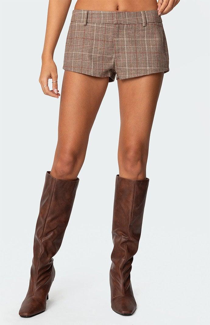 Edikted Women's Phoeby Houndstooth Plaid Shorts Product Image