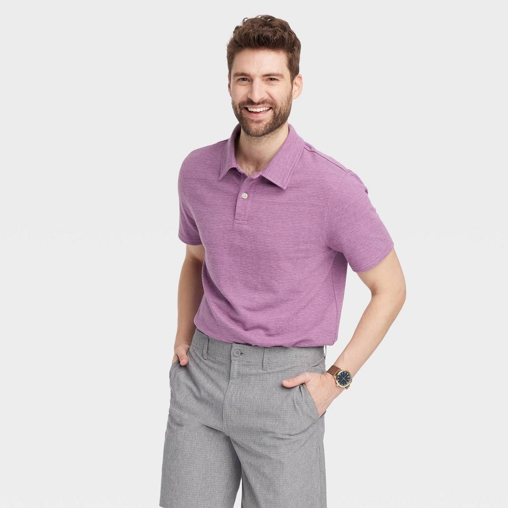 Mens Standard Fit Short Sleeve Polo Shirt - Goodfellow & Co Light Purple M Product Image