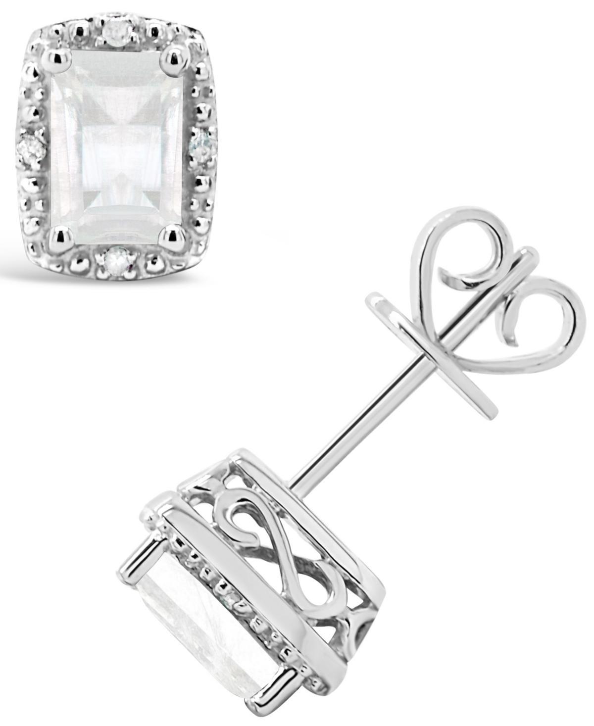 Gemstone and Diamond Accent Stud Earrings in Sterling Silver Product Image