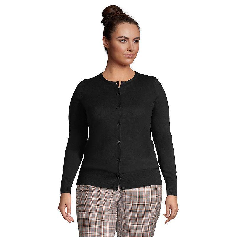 Plus Size Lands End Fine Gauge Cotton Cardigan Sweater, Womens Product Image