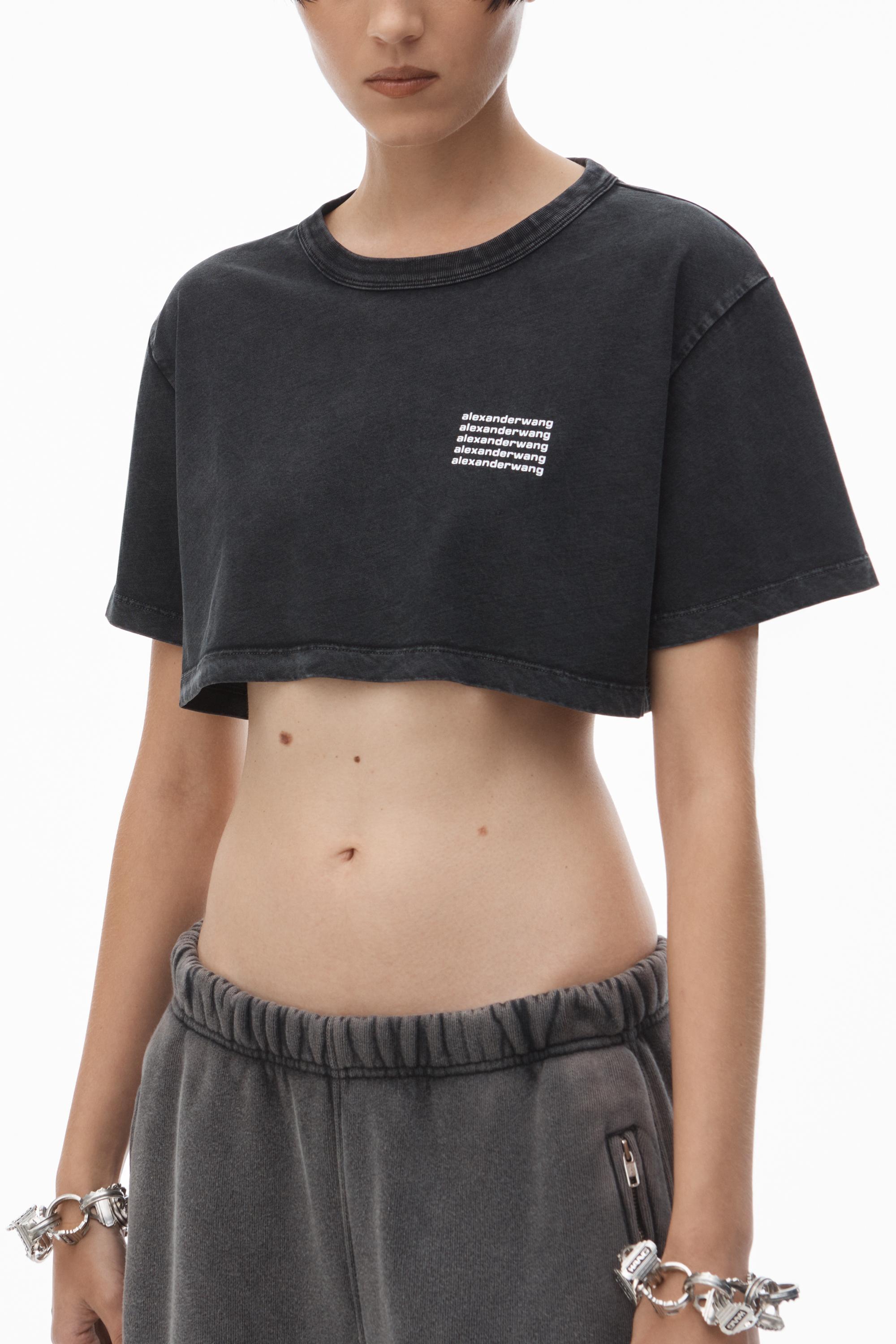 Cropped Tee In Acid Wash Jersey Product Image