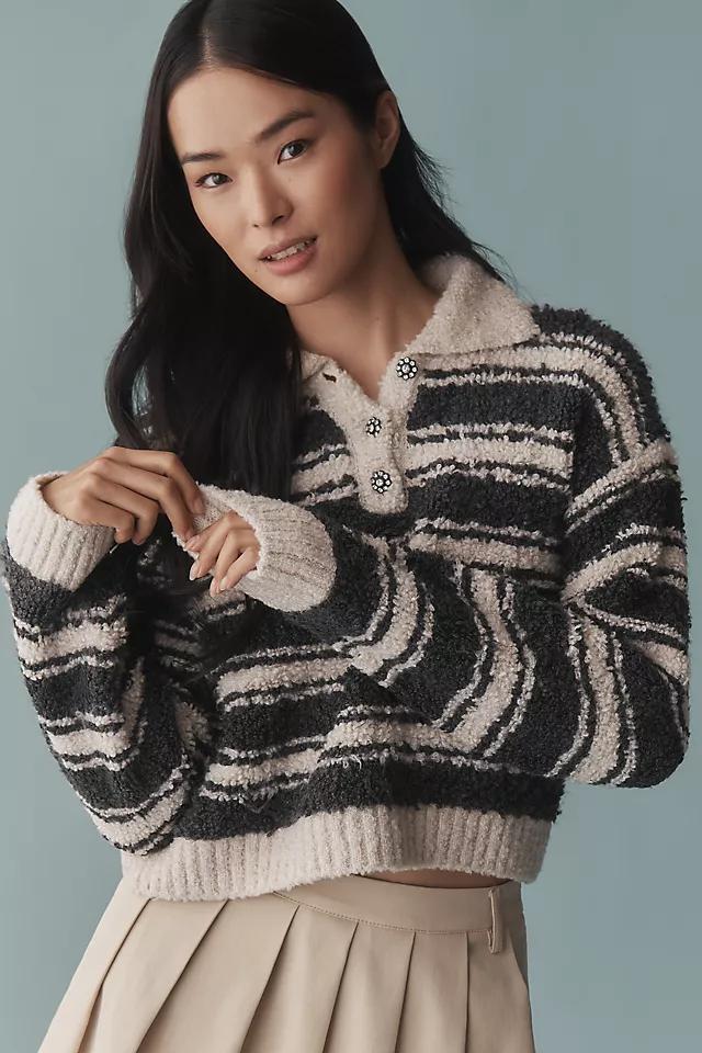 Maeve Striped Polo Sweater Product Image