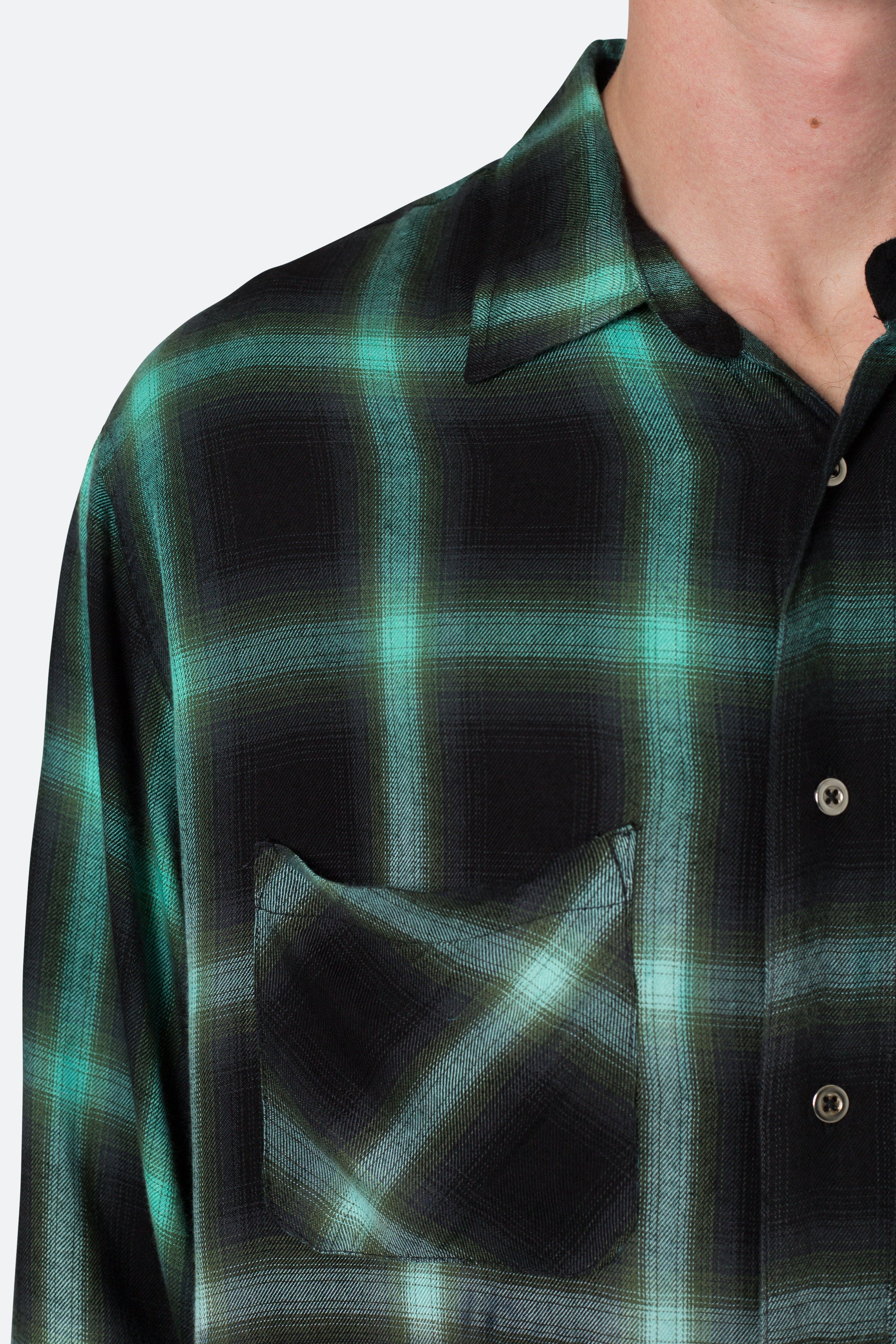 Ombre Flannel Shirt - Black/Green Product Image