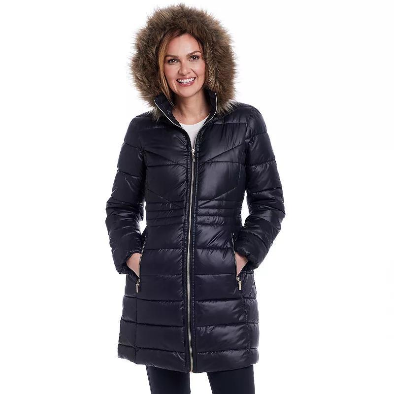 Womens Gallery Faux-Fur Hooded Puffer Jacket Product Image