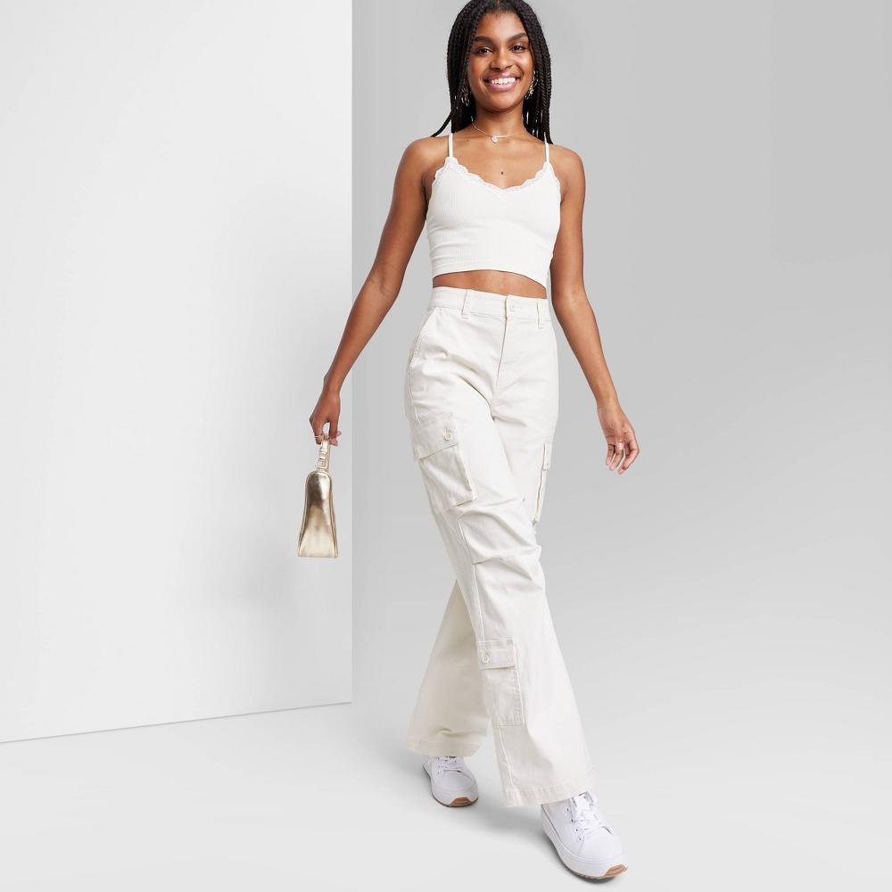 Womens High-Rise Cargo Utility Pants - Wild Fable Off-White Product Image