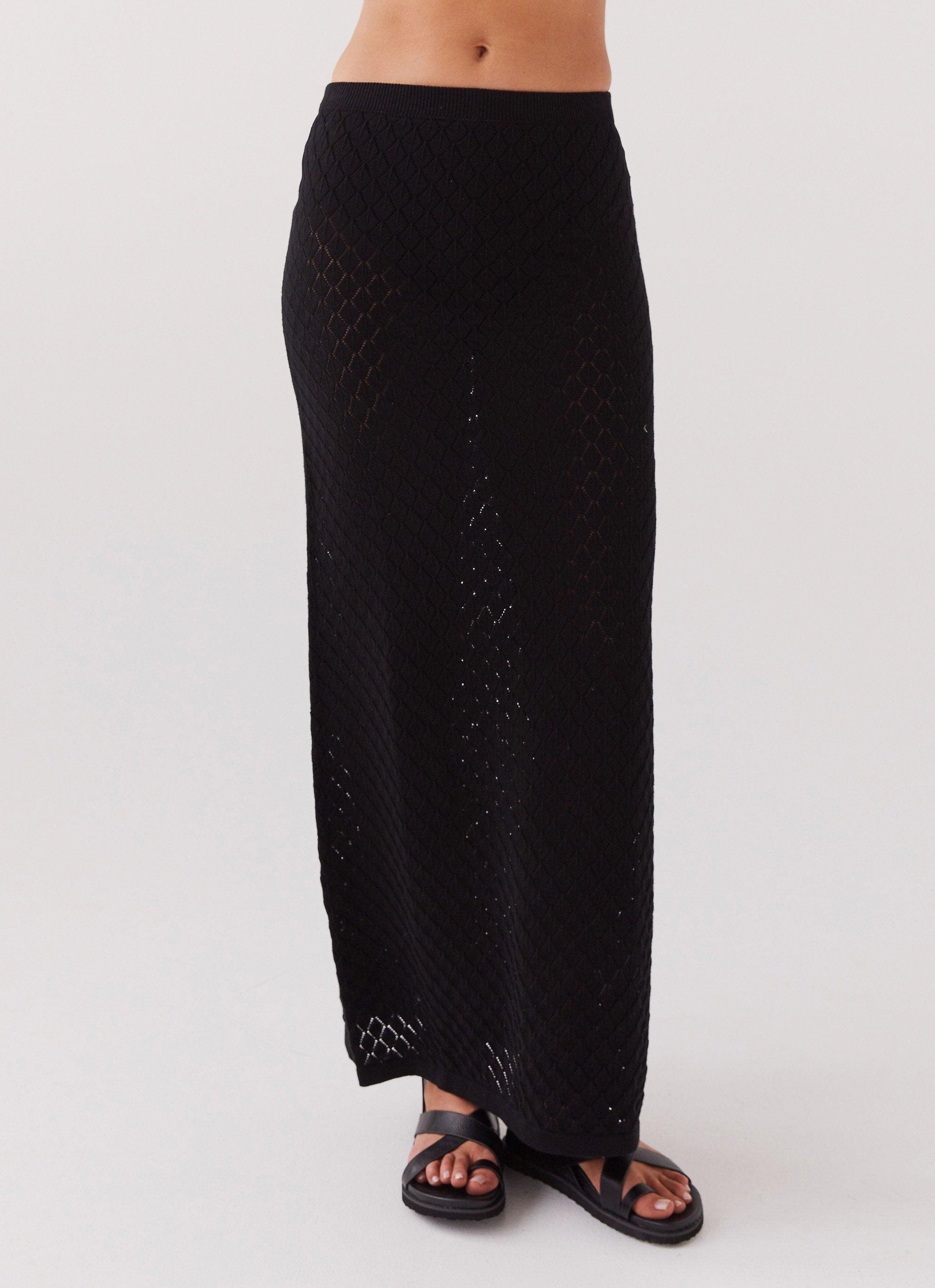 Macy Knit Maxi Skirt - Black Product Image