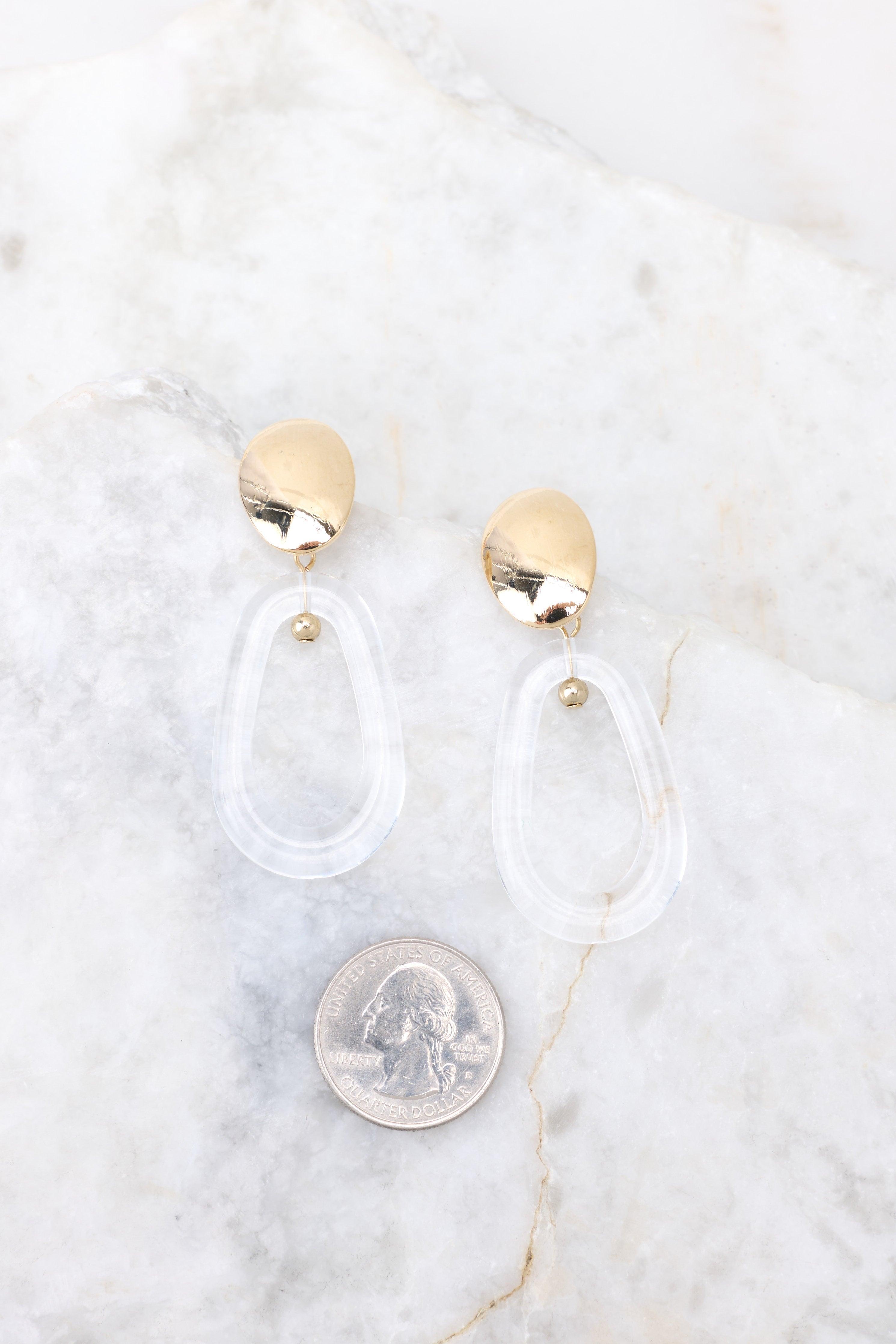 Won't Wait Around Clear Gold Earrings Product Image