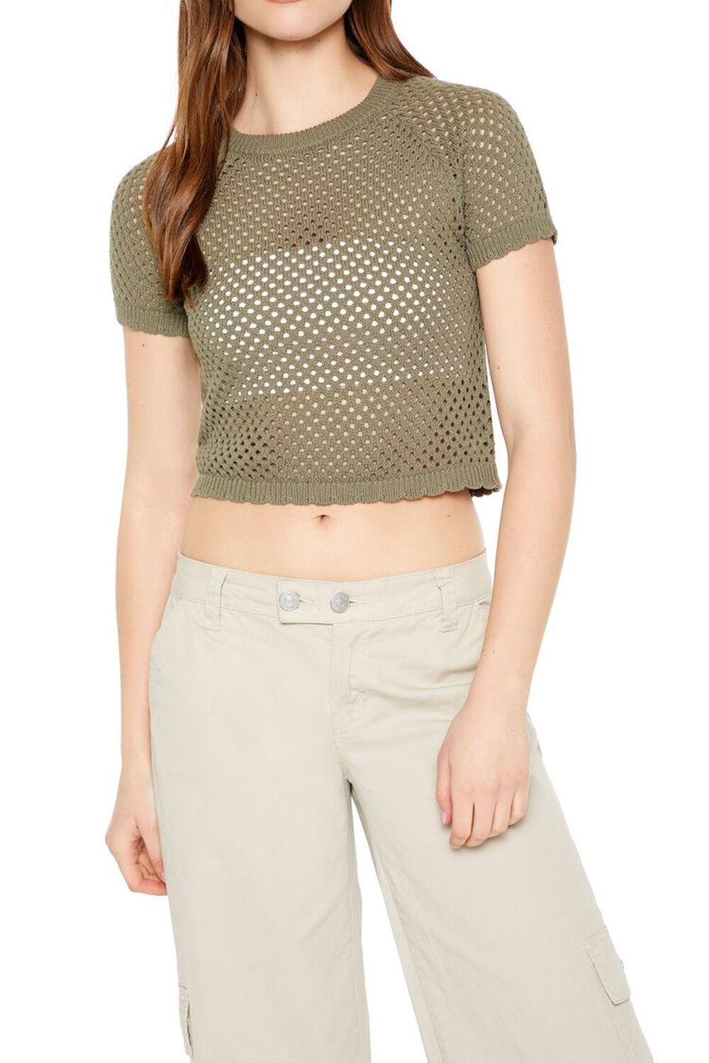 Sweater-Knit Crochet Tee | Forever 21 Product Image