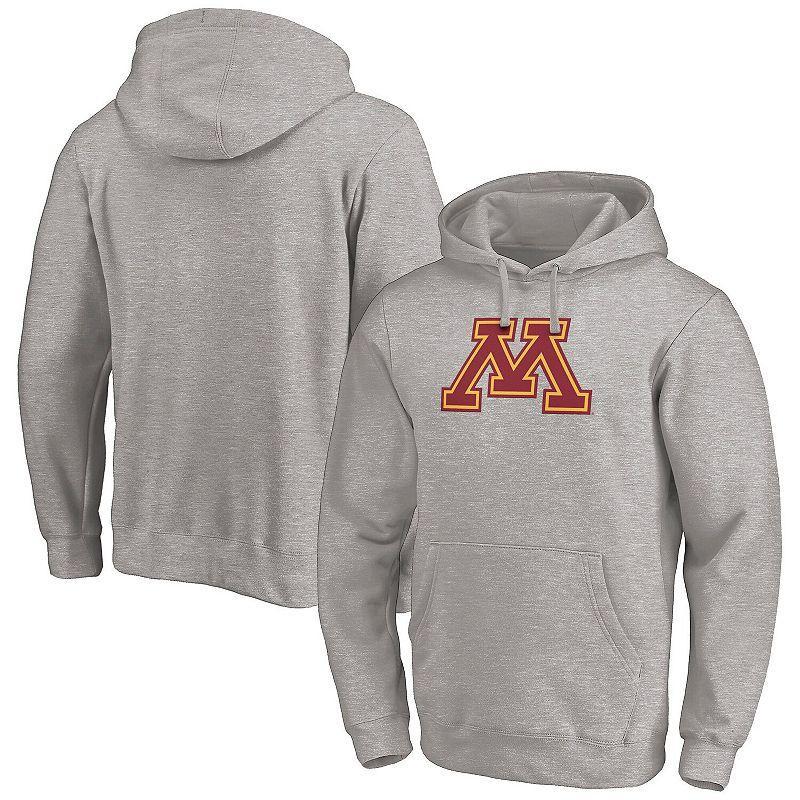 Mens Fanatics Heather Gray Minnesota Golden Gophers Primary Logo Pullover Hoodie Product Image