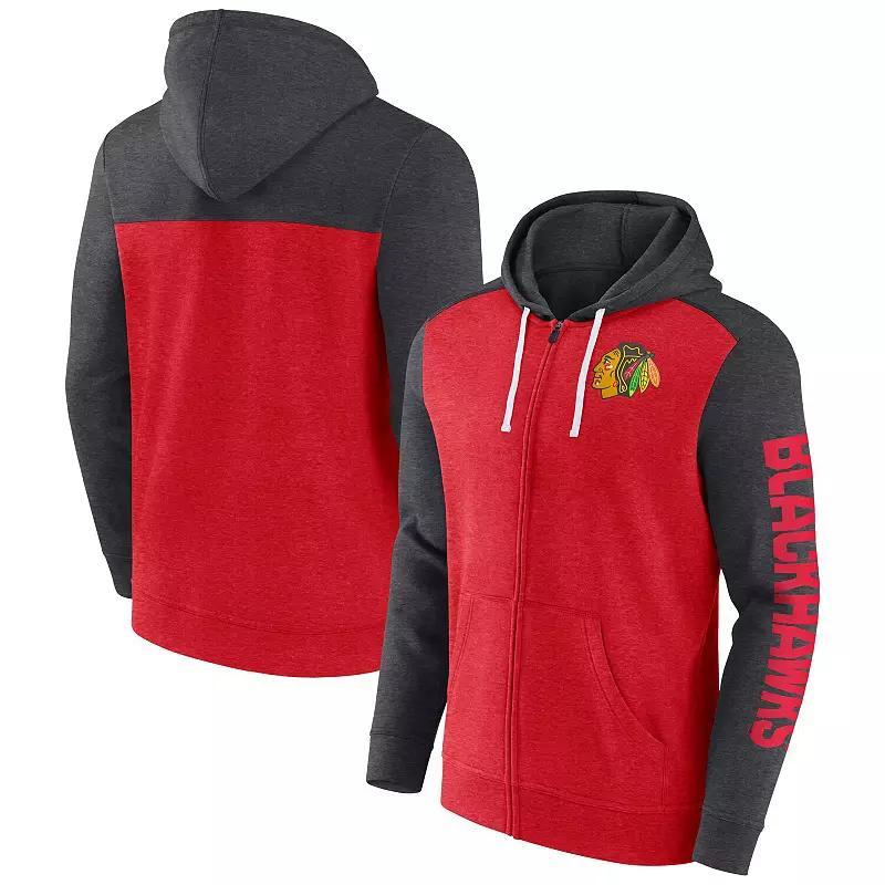 Mens Fanatics Heather /Heather Charcoal Chicago Bulls Down and Distance Full-Zip Hoodie Product Image