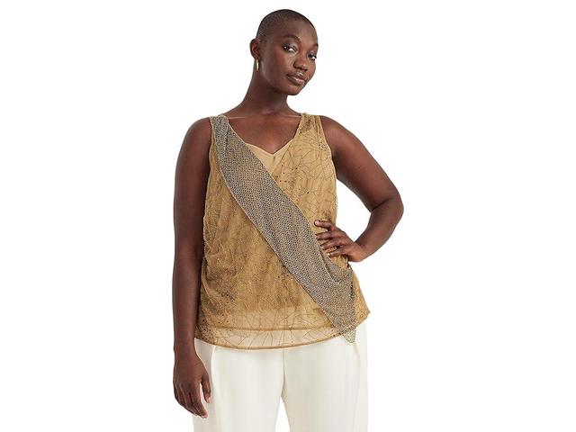 Lauren Ralph Lauren Plus Size Beaded Tulle Sleeveless Blouse (New ) Women's Clothing Product Image