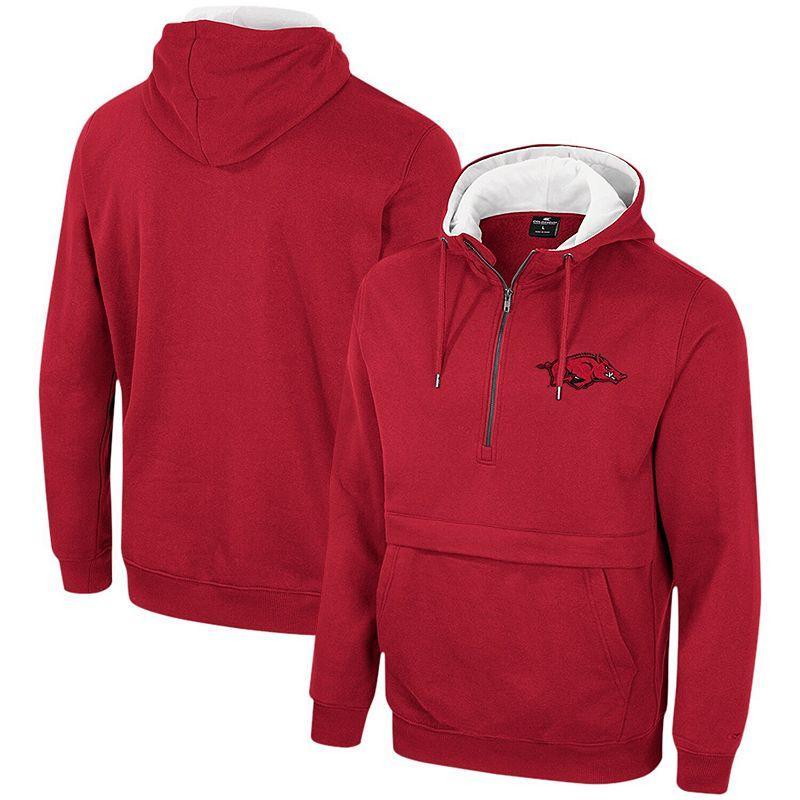 Mens Colosseum Cardinal Arkansas Razorbacks Half-Zip Hoodie Product Image