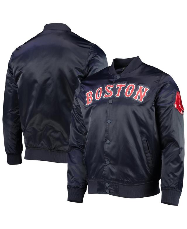 Mens Pro Standard Navy Boston Red Sox Wordmark Satin Full-Snap Jacket Product Image