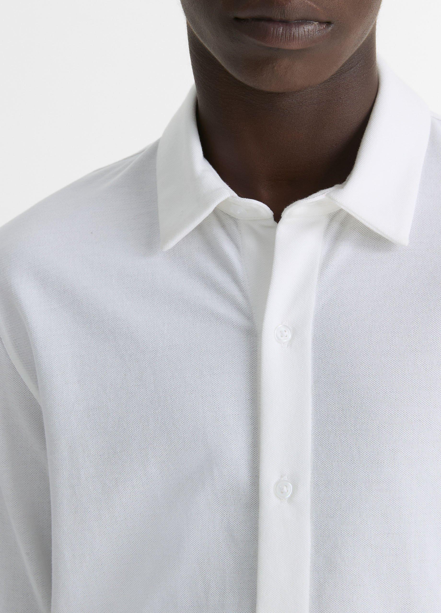 Mens Cotton Piqu Button-Front Shirt, Optic White, Size XS Vince Product Image