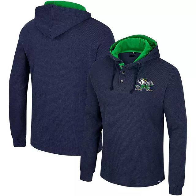 Mens Colosseum Notre Dame Fighting Irish Affirmative Thermal Hoodie Long Sleeve T-Shirt Blue Product Image